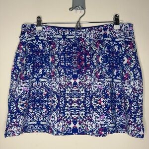 TRANQUILITY by Colorado Clothing Boho Floral Printed Blue Atheleisure Golf Skort